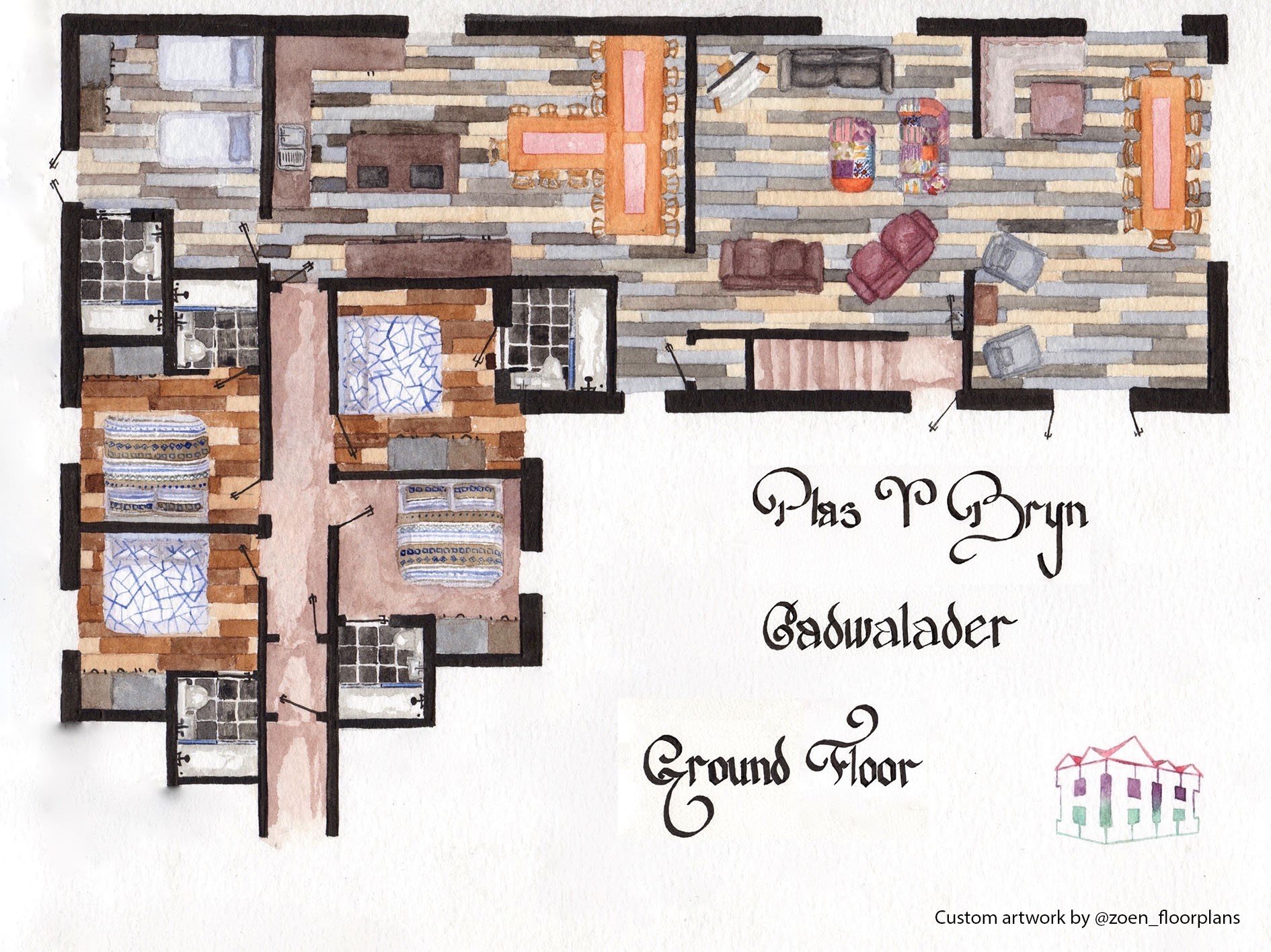 Kitchen, communal space, downstairs bedrooms